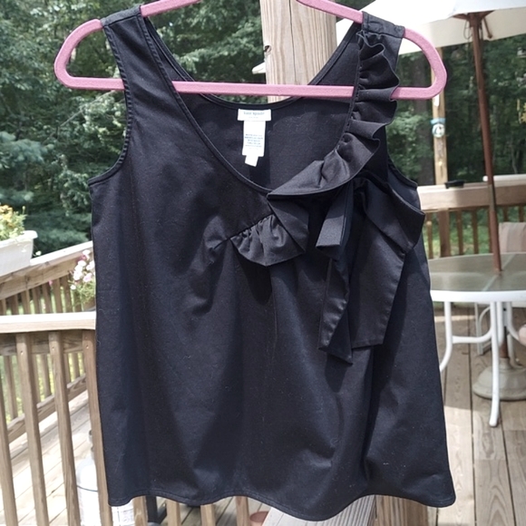 Kate Spade New York Swing Black Ruffle Bow Sleeveless Top Sz S - Picture 2 of 8